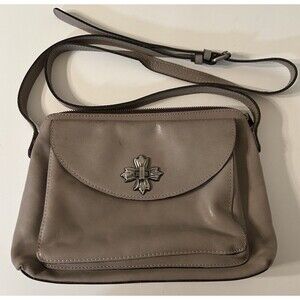 Patricia Nash Salina Medium Cross Body Bag - Leather Light Gray With Dustbag